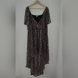 NWT AUW Floral High Low Short Sleeve Maxi Dress Plus Size 1X
